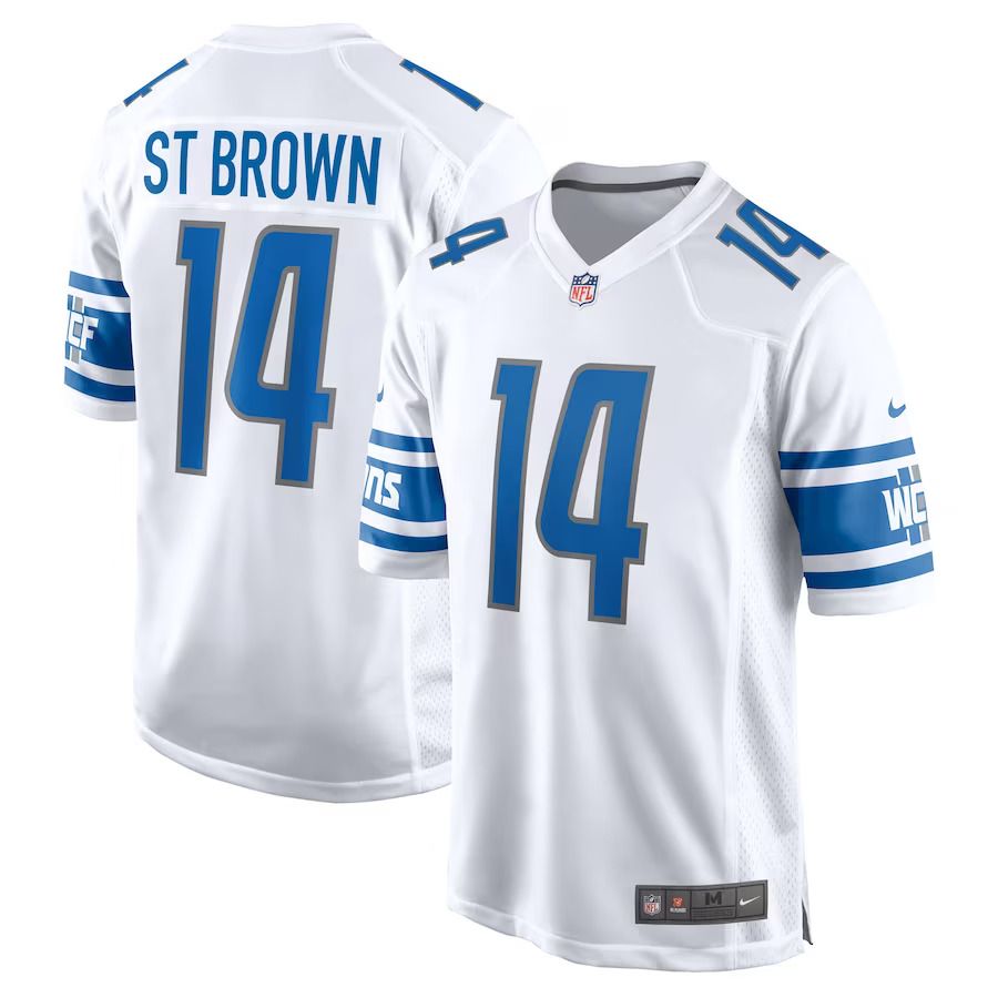 Men Detroit Lions #14 Amon-Ra St. Brown Nike White Player Game NFL Jersey